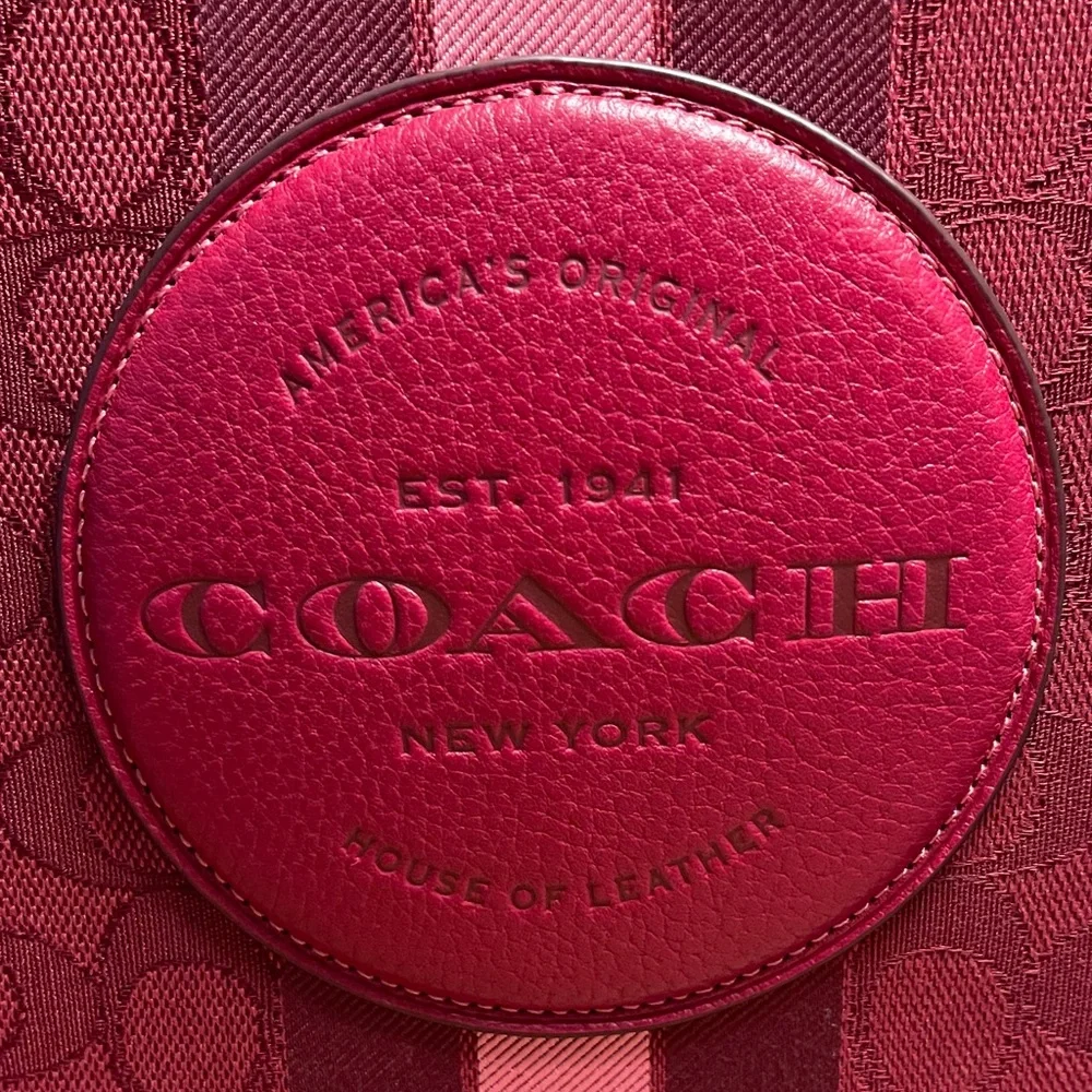 Coach Dempsey File Original Signature Stripe Red Crossbody Bag - Picture 2 of 6